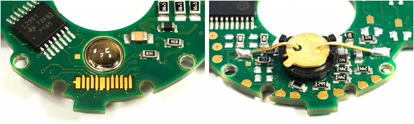 Incremental encoder PCB with LED mounted in it